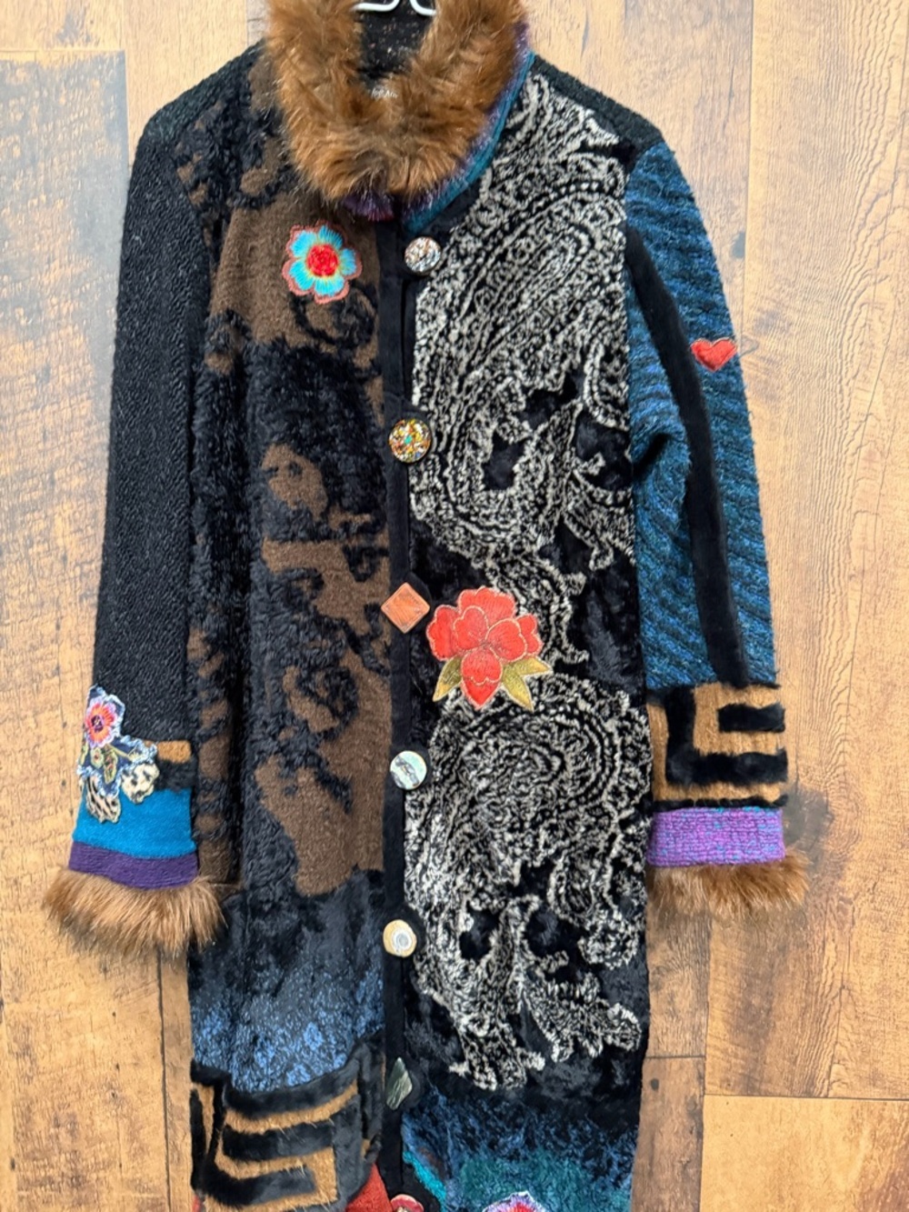 Vintage Lee Andersen patchwork retro funk fur size 1 EUC - Picture 4 of 12